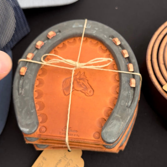 Horseshoe Leather Coasters